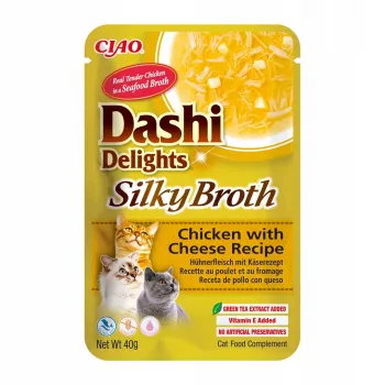 Šlapias skanėstas katėms INABA Dashi Delights Silky Broth Vištiena su Sūriu 40 g vienkartinis paketėlis