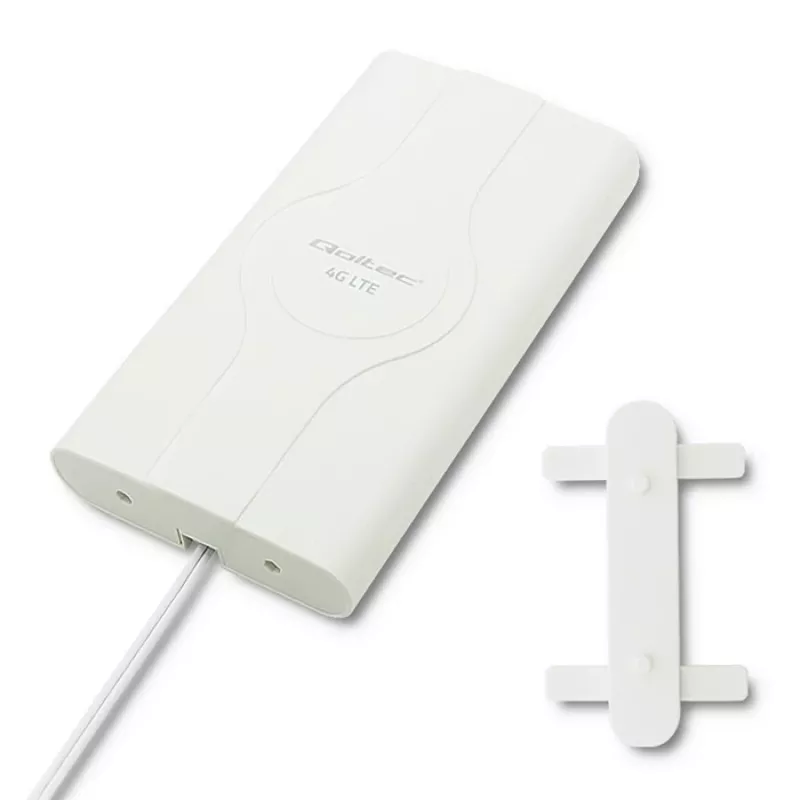 Qoltec 57013 aplinkui spinduliuojanti 4G LTE vidinė antena, 2x SMA, 0,6-2,7 GHz, 30 dBi, vertikali poliarizacija, 50 Ω, baltas ABS