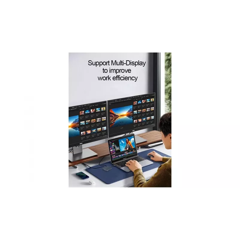 Acer HP.DSCAB.013 USB-C stotelė nešiojamam kompiuteriui, 8K, anglies ir sidabro spalvos