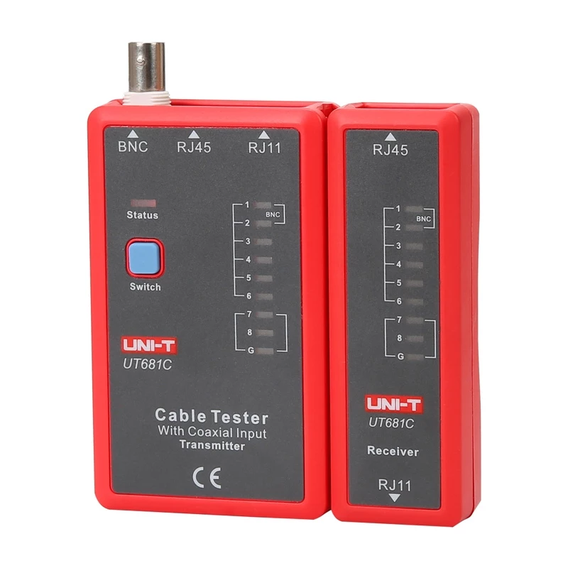 Tinklo kabelių testeris UNI-T UT681C su LCD ekranu ir kabelio ilgio matavimu