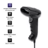 Rankinis brūkšninių kodų skaitytuvas QOLTEC 50866 – 1D lazerinis, USB laidinis, 600 mm diapazonas, juodas, 161,5×88×77 mm