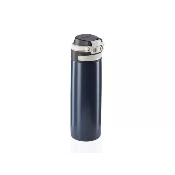 Kelioninis puodelis Leifheit 03275 600 ml nerūdijantis plienas, dvigubos sienelės, nesandarus, atverčiamas dangtelis, rankena, juoda/mėlyna