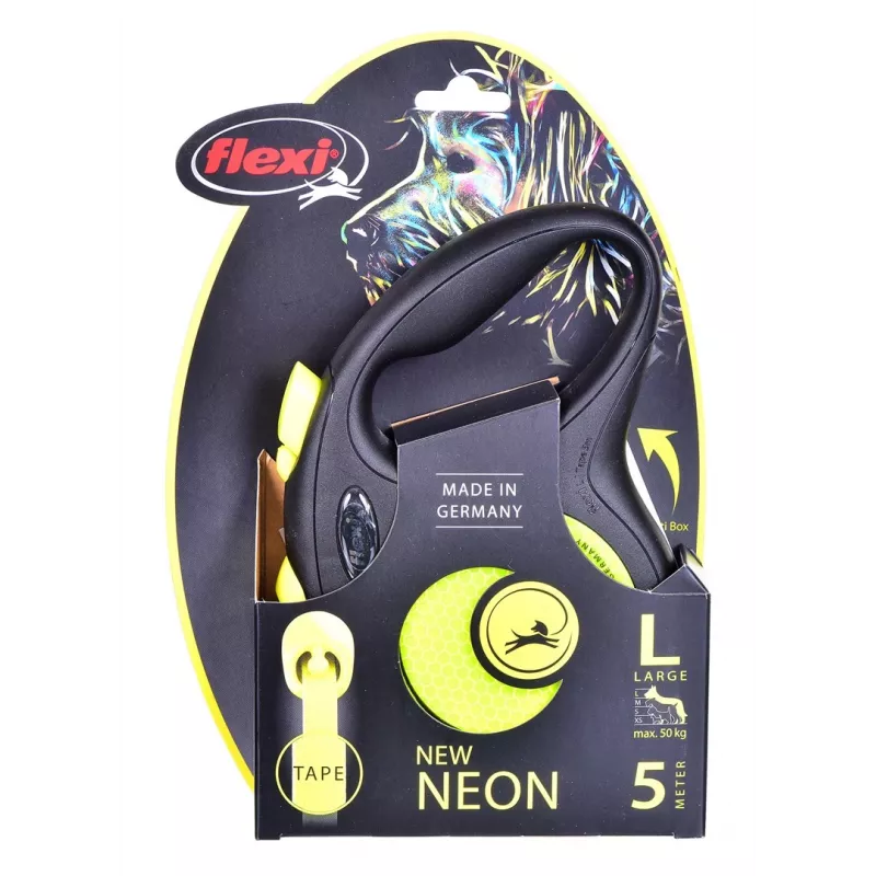 FLEXI New Neon L – ištraukiamas pavadėlis – 5 m
