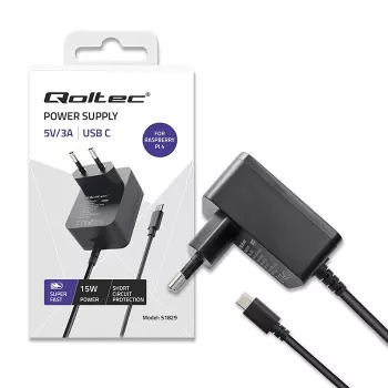 QOLTEC greitasis PD įkroviklis Raspberry Pi 4, USB-C, 15 W