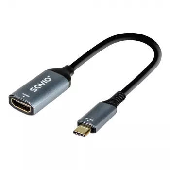 Adapteris Savio USB-C (M) HDMI (F), 4K, 60Hz, Aliuminis, AK-78