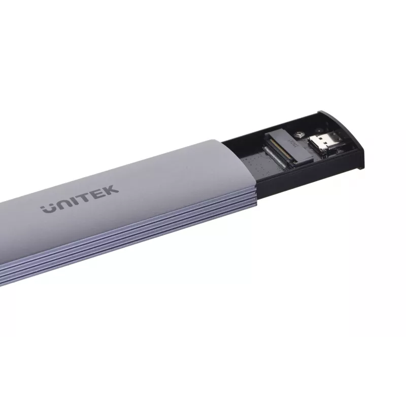 M.2 SSD korpusas Unitek uDrive pilkas — M.2 (2230/2242/2260/2280), NVMe/SATA III, USB-C 10 Gbit/s, aliuminis