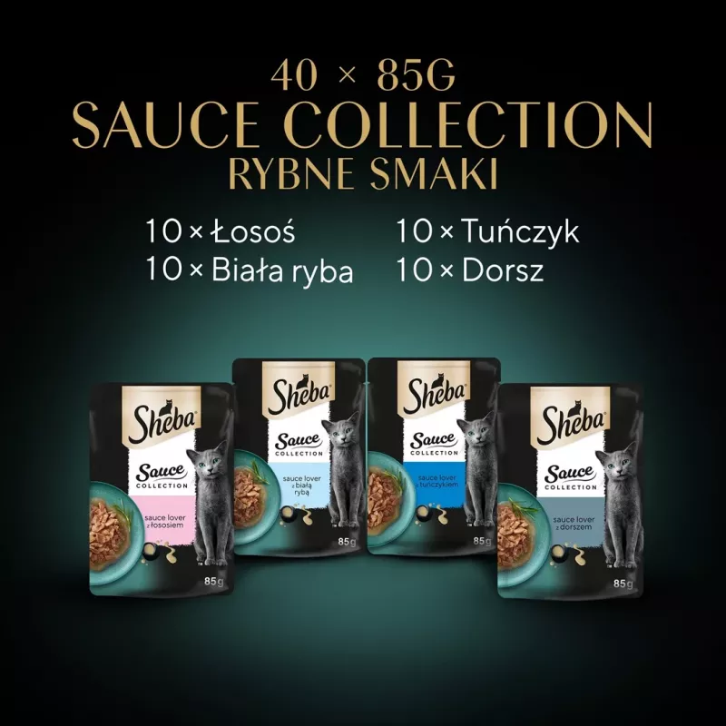 SHEBA Sauce Collection Fish flavors collection - šlapias kačių ėdalas - 40x85 g