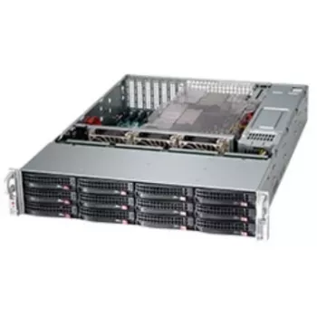 Serverio korpusas Supermicro SC826BE1C4-R1K23LPB juodas, 2U, 12x 3.5 inch karšto keitimo, 1200 W Platinum