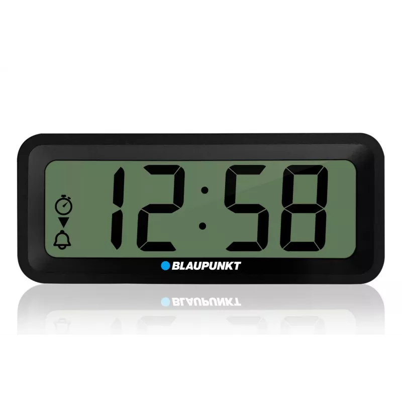 BLAUPUNKT CL04BK juodas kompaktiškas laikrodis su termometru, drėgmės indikatoriumi, kalendoriumi, žadintuvu, snaudimo funkcija, AAA baterija