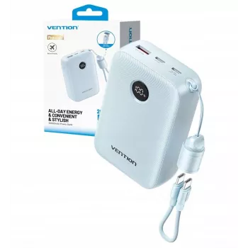 Powerbank Vention FKBL0-C 20000 mAh, 2x USB-C + 1x USB-A, mėlyna