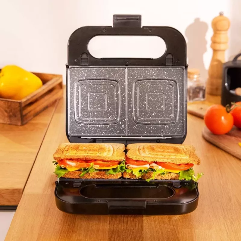 Cecotec sumuštinių keptuvė Rock’nToast 4in1, 1000 W, 4 plokštės, juoda
