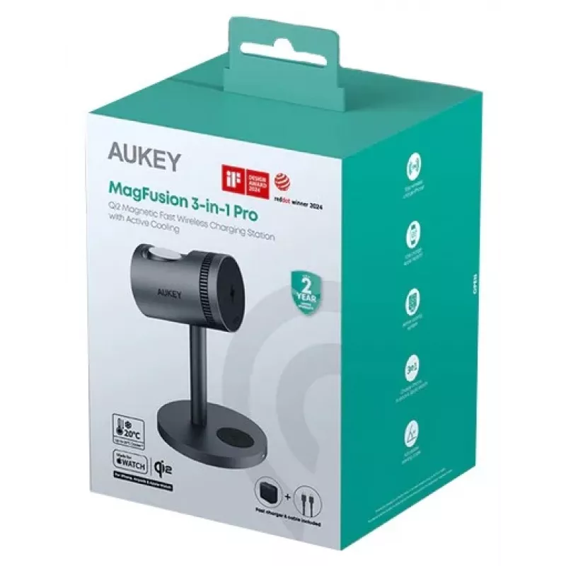 Belaidis 3 viename įkroviklis su aušinimu LC-MC311A 15W Qi2 MagSafe + 30W PD maitinimo adapteris