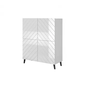 Lentyninė spinta Cama Meble ABETO 100.5 x 40 x 121.5 cm balta/blizganti balta, ant grindų statoma prie sienos