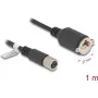Tinklo kabelis DeLOCK M12 X-koduotas 8 kontaktų moteriškas į RJ45 lizdą Cat.6A 1 m Juodas