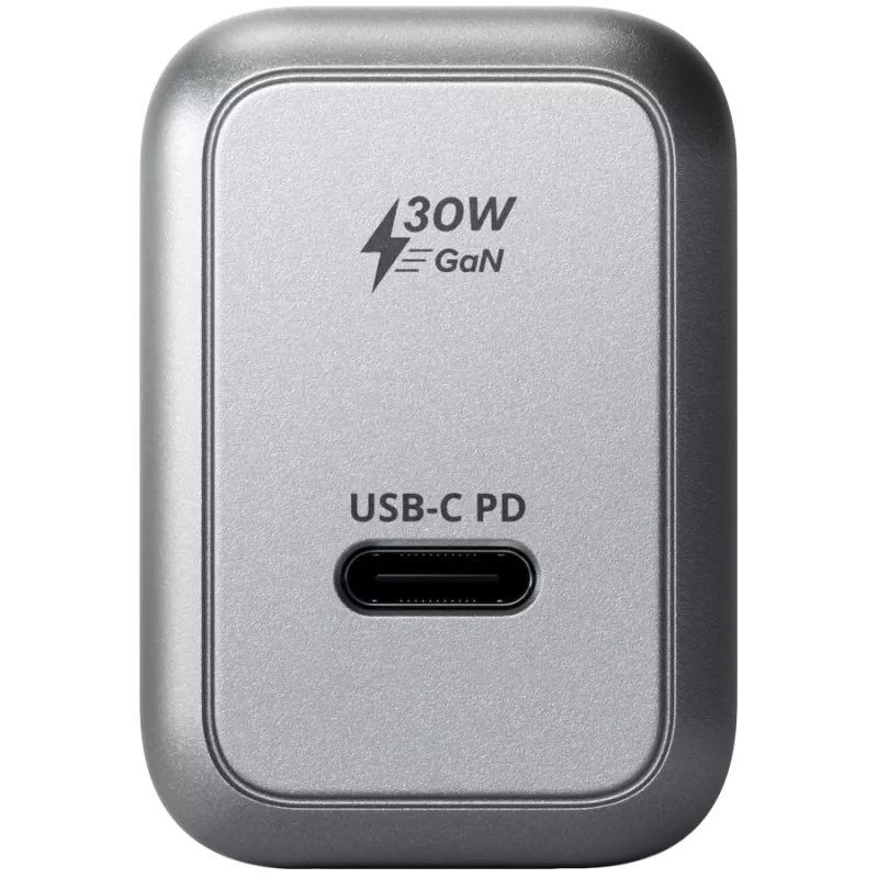 Mobiliojo įrenginio įkroviklis Satechi ST-UC30WCM-EU – universalus vidinis AC įkroviklis su 1× USB-C, juoda/sidabrinė