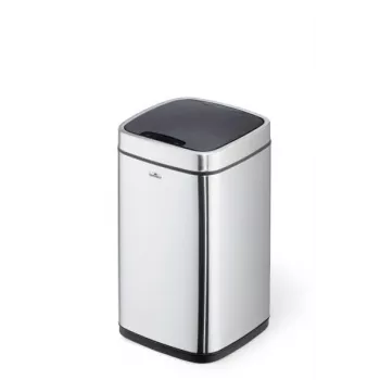 Durable TOUCH 12L bekontaktė šiukšliadėžė, nerūdijantis plienas, sidabrinė/juoda