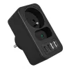 Maitinimo daliklis MACLEAN MCE249 F/B – 2 AC lizdai (16A + 6A) su 2×USB-A ir 2×USB-C PD 20W, EU kištukas, juodas