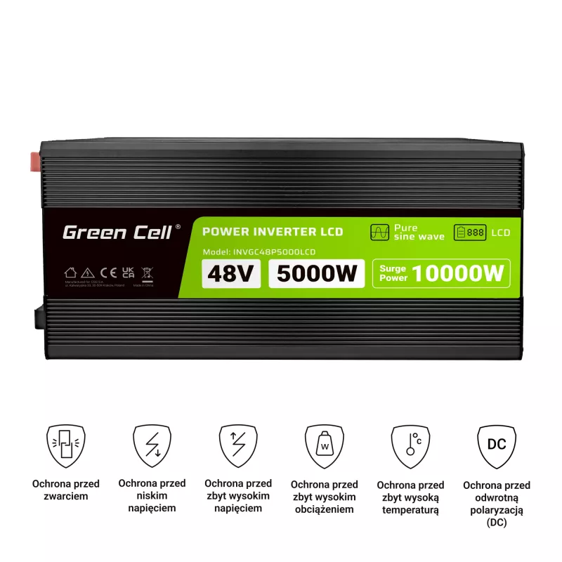 LCD keitiklis 48V 5000W/10000W grynas sinusas su ekranu