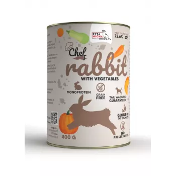 Šlapias šunų ėdalas SYTA MICHA Chef Rabbit with vegetables 400 g