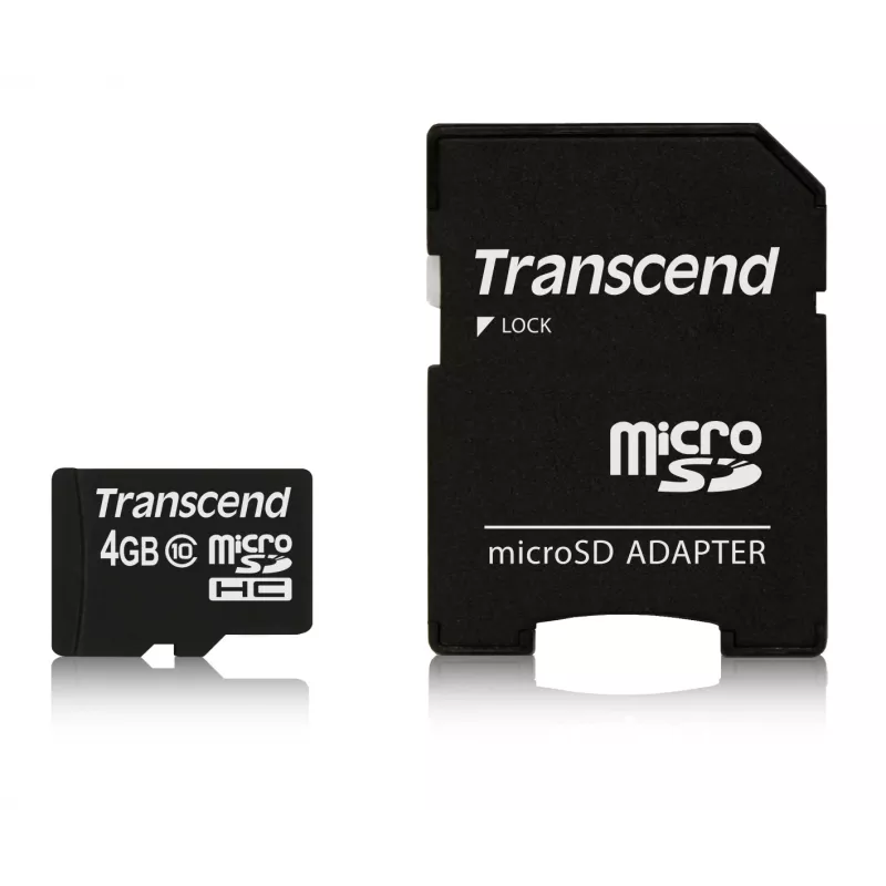 „Transcend“ 4GB MicroSDHC 10 klasės atminties kortelė su adapteriu
