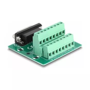 DeLOCK D-Sub 15 pinų moteriškas adapteris į gnybtų bloką DIN bėgiui 58 mm × 61 mm × 30 mm