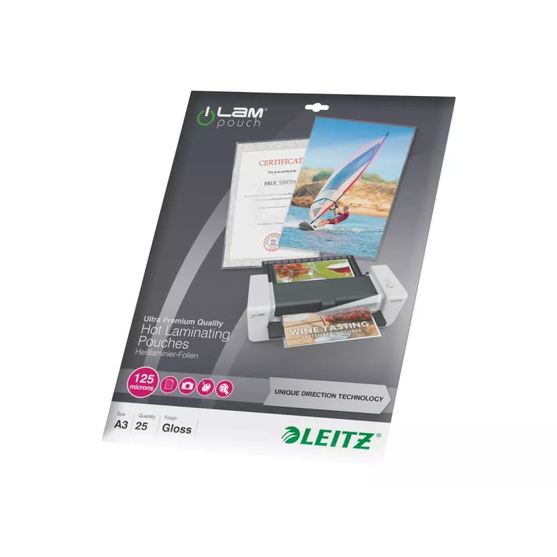 Laminavimo maišeliai LEITZ iLAM UDT 468×344 mm blizgūs PET/EVA 25 vnt.