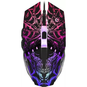Žaidimų pelė DEFENDER GM-670L Ambidekstrinė optinė, 2400 DPI, 5 mygtukai, laidinė, juoda, RGB