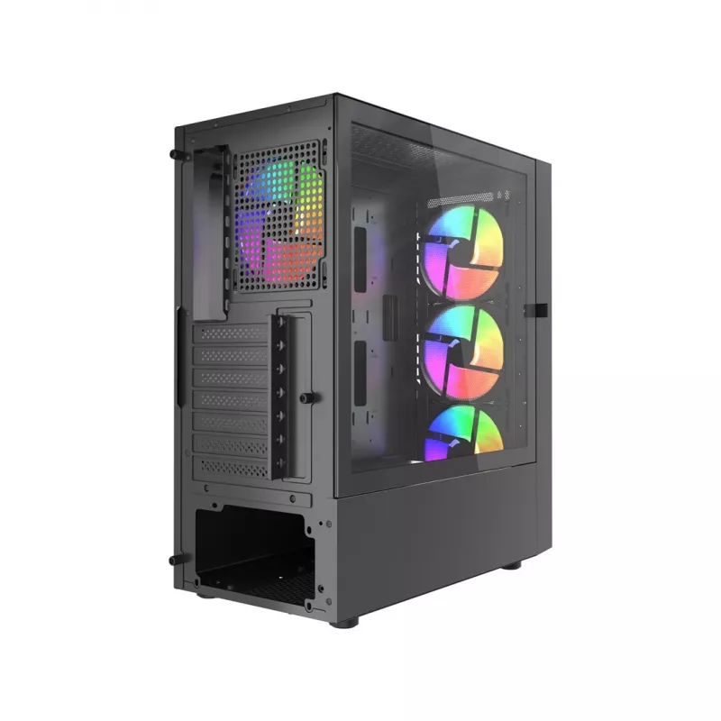 Gembird Fornax 4300 CCC-FC-4300 žaidimų korpusas ATX Midi Tower, grūdinto stiklo, ARGB ventiliatoriai, 2x USB 3.1, 1x USB 2.0, juodas