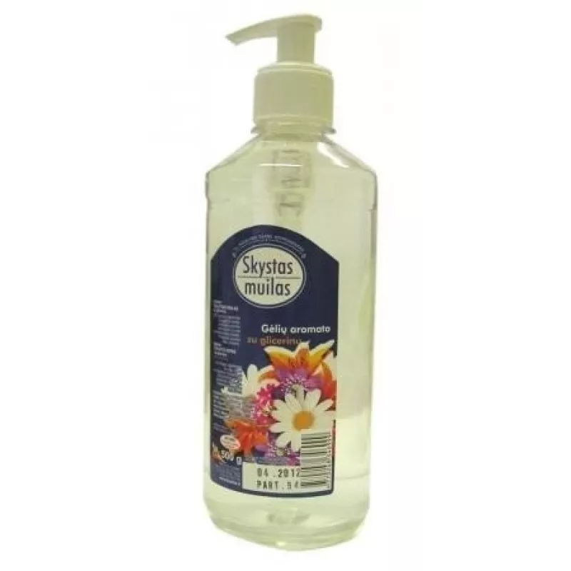 Skystas muilas su glicerinu, gėlių kvapo, be dažų, su dozatoriumi, 500 ml