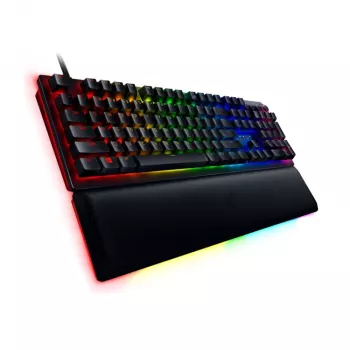 Laidinė žaidimų klaviatūra Razer Huntsman V2 — spragteli violetiniai optiniai jungikliai, RGB LED