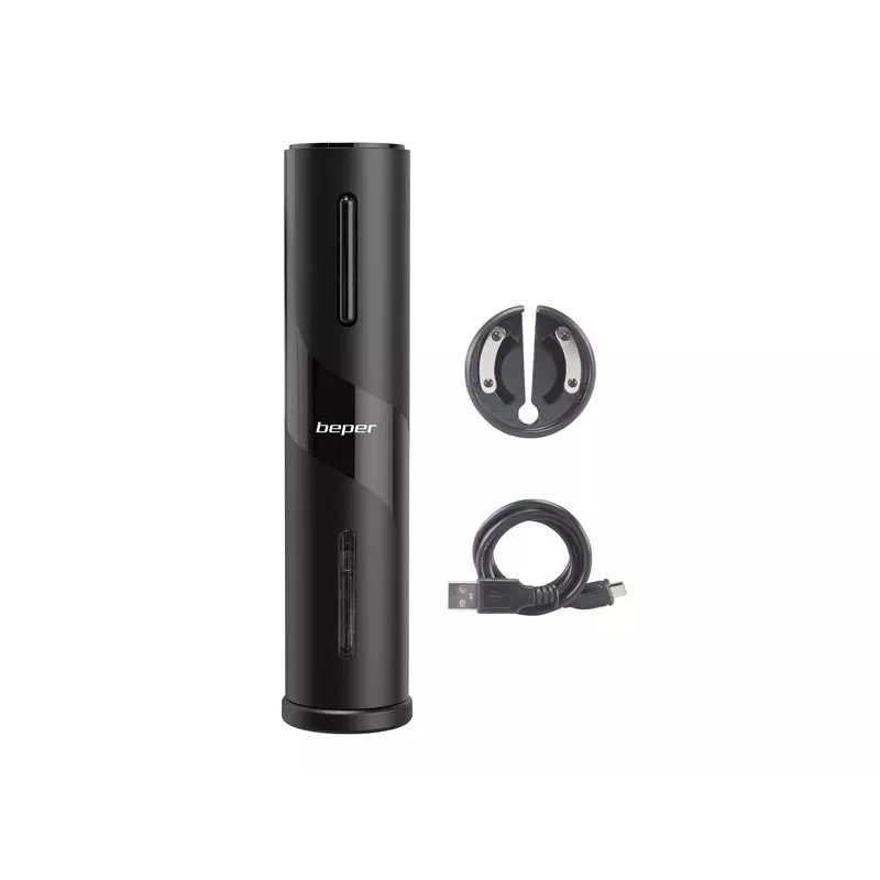Beper P102ACP100 įkraunamas elektrinis kamščiatraukis, USB, juodas