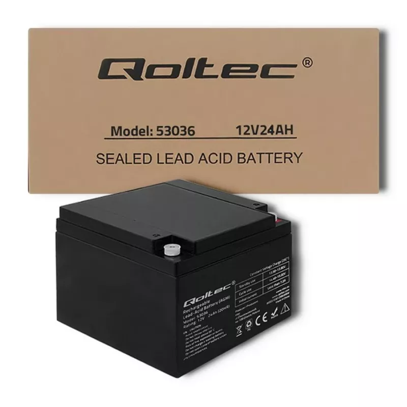Qoltec 53036 AGM baterija | 12V | 24Ah | max 360A