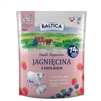 Šlapias šunų maistas Baltica ėriena su triušiu XS/S 1 kg – suaugusiems mažų veislių šunims