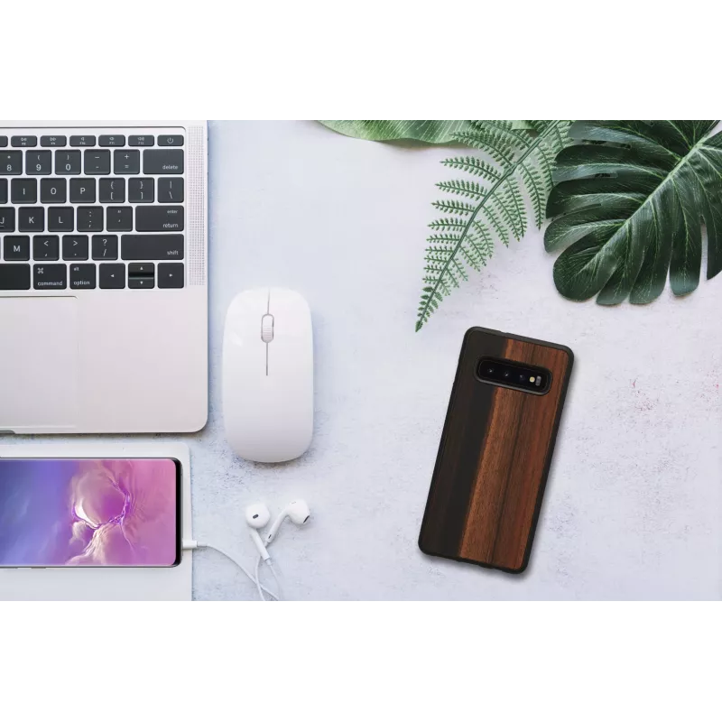 Dėklas Samsung Galaxy S10 iš medžio ir polikarbonato – juodas, apsauginis galinis medinis paviršius ir buferis