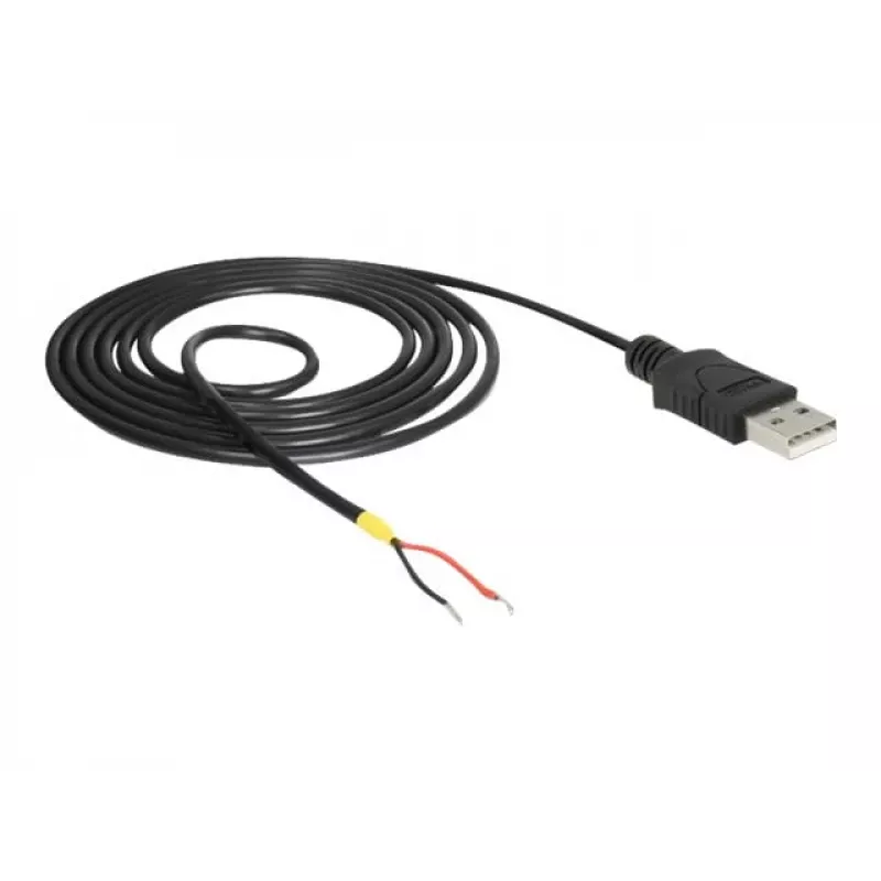 Delock USB 2.0 laidas, A tipo kištukas > 2 atviri laidų galai, 1,5 m, juodas (85664)