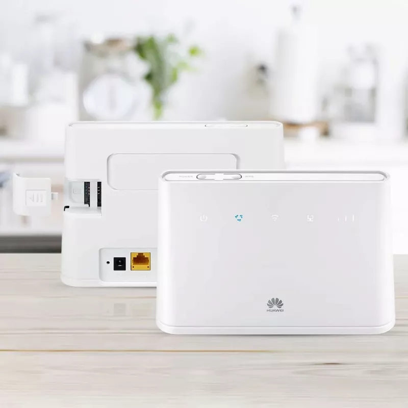 Belaidis stalinis maršrutizatorius HUAWEI B311-221 Vienos juostos 2.4 GHz Wi‑Fi 4 (802.11n), Gigabit Ethernet, 4G LTE, SIM lizdas, RJ-11, 12V 1A, baltas