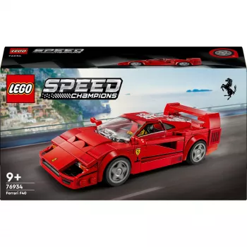 LEGO Speed Champions Ferrari F40 Supercar statomas modelis su vairuotojo minifigūrėle, 9+ metų vaikams