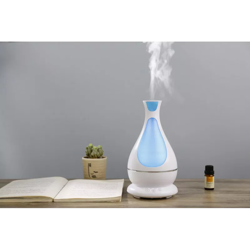 Minimu aromaterapijos difuzorius su LED apšvietimu, 400 ml, baltas
