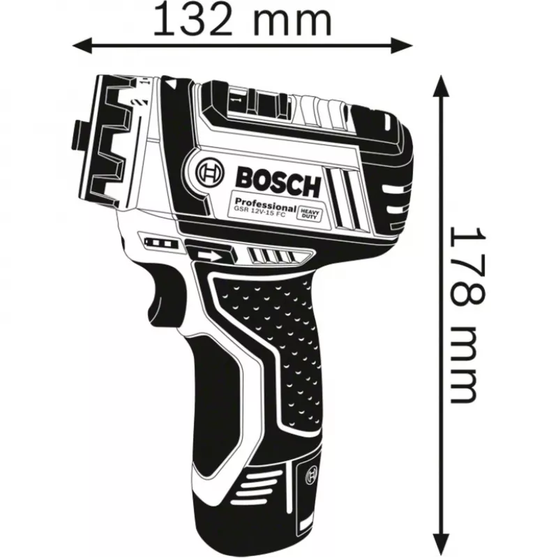 Bosch GSR 12V-15 FC Professional Gręžtuvas su Sukimo Momentu 600 g Juodas, Mėlynas