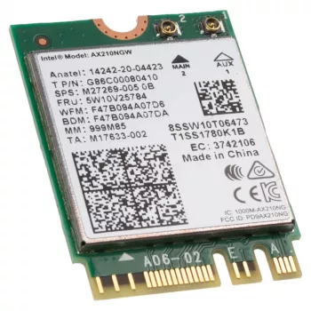 Vidinė WLAN Intel Wi-Fi 6E AX210 belaidė tinklo plokštė (M.2, PCI Express, 2400 Mbit/s)