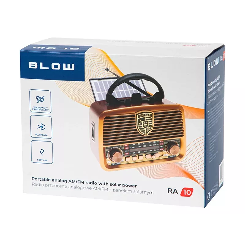 Analoginis radijo imtuvas BLOW RA10 AM/FM saulės energija 77-540
