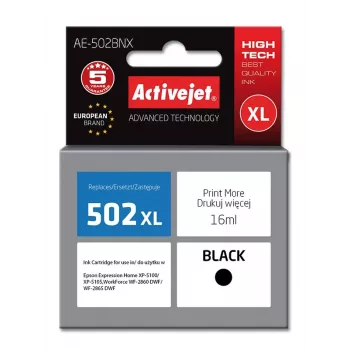 Activejet AE-502BNX rašalo kasetė (Epson 502XL W14010 pakaitalas; Supreme; 16 ml; juoda)