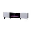 Spintelė televizoriui Cama Meble PAFOS EF su elektriniu židiniu 180×42×49 cm, balta matinė