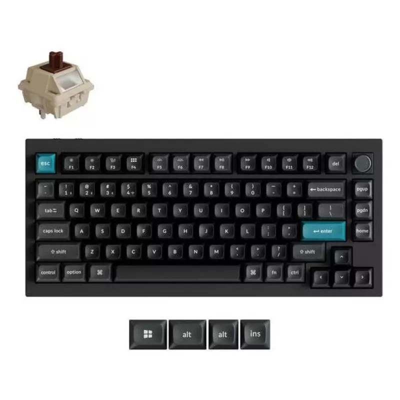 Mechaninė 75% klaviatūra Keychron Q1 Ultra 8K — USB + RF belaidis + Bluetooth, RGB, juoda