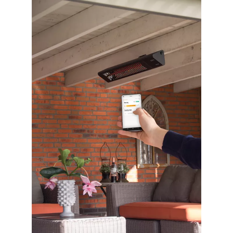 Infragalvas šildytuvas SUNRED PRO25W-SMART, sieninis trikampis tamsus, 2500 W, juodas, IP55