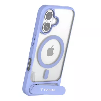 Apsauginis dėklas Torras Pstand Series, skirtas iPhone 16 – mėlynas, plonas su integruotu stoveliu