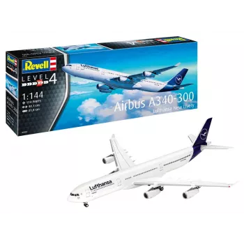 Plastikinis modelio rinkinys REVELL Airbus A340-300 Lufthansa nauja dažymo schema 1:144