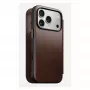 Mobilaus telefono dėklas Nomad Modern Leather Folio, skirtas iPhone 17 Pro, oda/aliuminis, 16 cm (6,3 inch), rudas, 4 kortelių kišenės