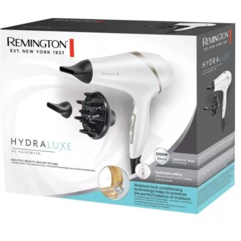 Plaukų džiovintuvas Remington AC8901 HYDRAlux 2300 W 3 temperatūros nustatymai Joninė funkcija Difuzorius Baltas