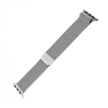 FIXED tinklinis (Milanietiškas) dirželis Apple Watch 38/40/41 mm — FIXMEST-436-SL sidabrinis, nerūdijantis plienas, reguliuojamas